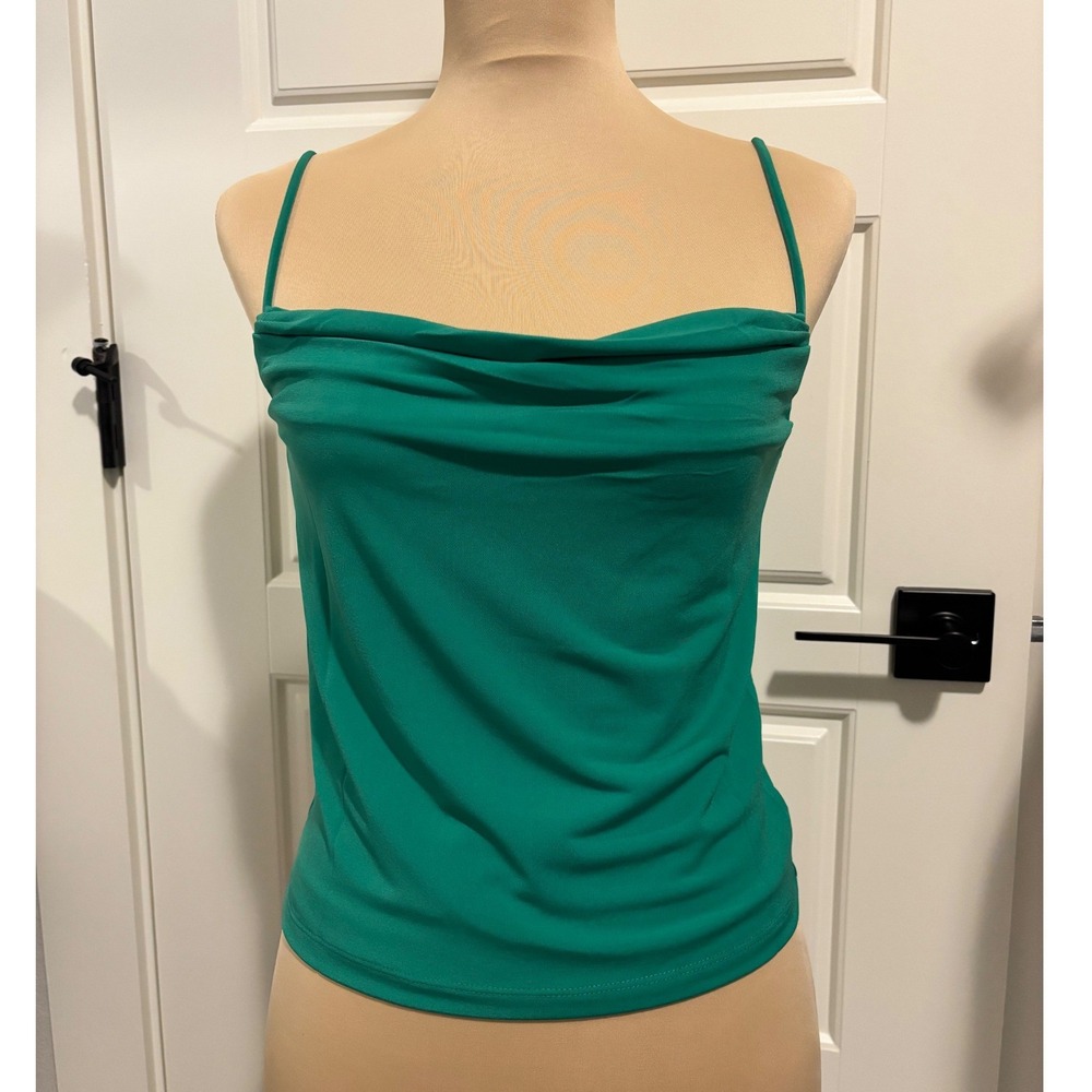 Olivaceous Cowl Neck Cami Women Small Green Adjustable Strap Tank Top
